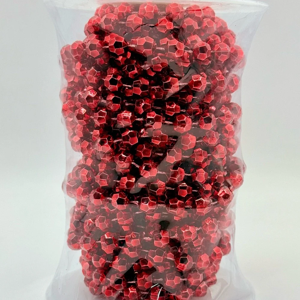 Shiny Metallic Red Beaded Garland
